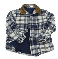 Tmavomodro-bílá kostkovaná podšitá košilová bunda Matalan