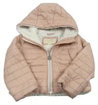 Světlerůžová šusťáková prošívaná crop pod/zimní bunda s kapucí Michael Kors