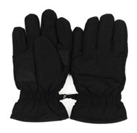 Černé šusťákové zimní prstové rukavice