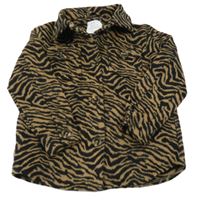 Hnědo-černá vzorovaná košilová vlněná bunda Primark 