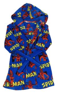 Modrý chlupatý župan se Spidermanem a kapucí M&S