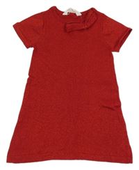 Červené třpytivé svetrové šaty s mašlí H&M