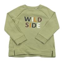 Zelená žebrovaná mikina nápisem Topolino