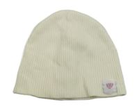 Smetanová žebrovaná čepice s nášivkou Sinsay