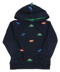 Tmavomodrá mikina s dinosaury a kapucí M&S