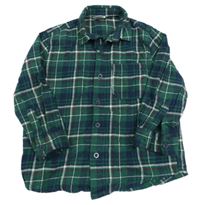 Tmavozeleno-tmavomodro-bílá kostkovaná flanelová košile 
