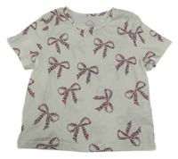 Smetanové tričko s mašličkami Shein