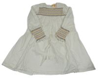 Smetanové plátěné žabičkové šaty Aomi