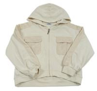 Smetanová propínací mikina s kapsami a kapucí Mayoral