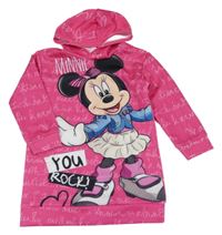 Fuchsiové teplákové šaty s Minnie a kapucí 