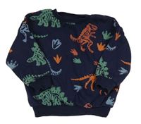 Tmavomodrá oversize mikina s dinosaury zn. F&F
