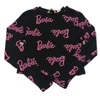 Černé žebrované crop triko Barbie H&M
