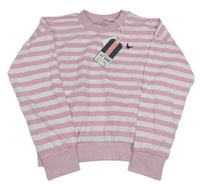 Růžovo-bílé pruhované crop mikinotriko Jack Wills