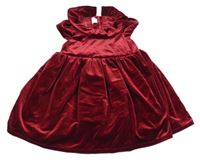 Červené sametové šaty s límečkem H&M