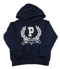 Tmavomodrá mikina s potiskem a kapucí H&M