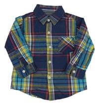 Tmavomodro-oranžová kostkovaná košile 