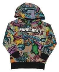 Barevná vzorovaná mikina s Minecraft s kapucí Next