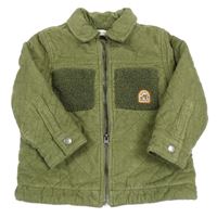 Khaki manšestrová zateplená bunda F&F