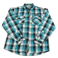 Tyrkysovo-černo-bílá kostkovaná košile C&A