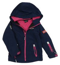 Tmavomodro-růžová softshellová bunda s kapucí Trollkids