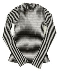 Černo-bílé pruhované žebrované triko s rolákem Kiabi