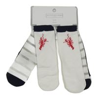 Nové - 3x - Bílé + pruhované + tmavomodré ponožky s hvězdičkami The Little White Company