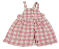 Světlerůžovo-bílé kostkované propínací šaty F&F