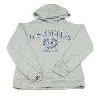 Šedá melírovaná mikina s nápisem a kapucí Primark