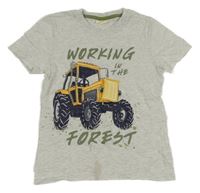 Šedé tričko s traktorem Kids 