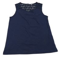 Tmavomodrý top s madeirou Yigga