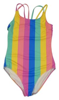 Barevné pruhované jednodílné plavky F&F
