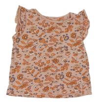 Světlerůžové kytičkované tričko C&A