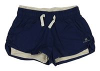 Tmavomodré plátěné vrstvené kraťasy Domyos