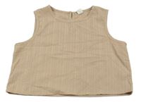 Béžová vzorovaná crop halenka Shein