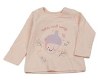 Broskvové žebrované triko se žaludem Pure baby