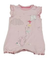 Růžový proužkovaný letní ovearl s myškou F&F