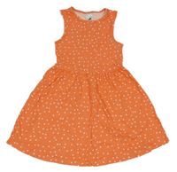 Oranžové bavlněné šaty s puntíky C&A
