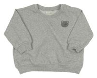 Šedá melírovaná oversize mikina s medvídkem Next