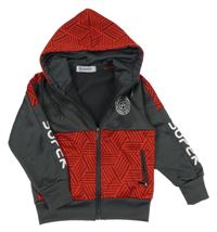 Šedo-červená propínací mikina s kapucí Lenster