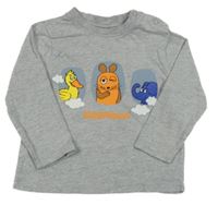 Šedé melírované triko s zvířátky 