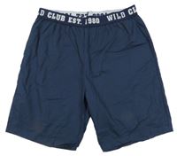 Tmavomodré plátěné kraťasy s nápisem Hip&Hopps 