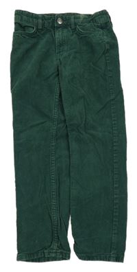 Tmavozelené manšestrové slim fit kalhoty H&M
