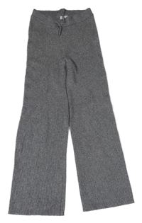 Šedé žebrované pletené kalhoty Primark