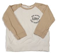 Bílo-béžová mikina s pandami a nápisem H&M