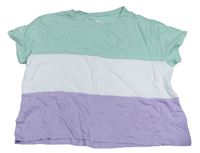 Pistáciovo-bílo-lila crop tričko s písmenky H&M