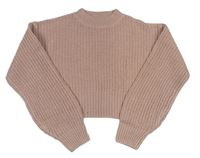 Pudrový žebrovaný pletený crop svetr New Look