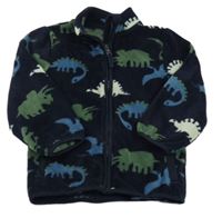 Tmavomodrá fleecová propínací mikina s dinosaury zn. George