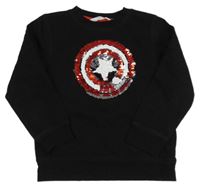 Černá mikina se znakem z překlápěcích flitrů - Avengers H&M