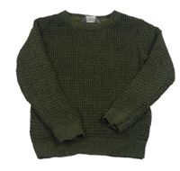 Khaki-černý melírovaný žebrovaný svetr PRIMARK