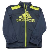 Tmavomodro-limetková propínací sportovní mikina Adidas